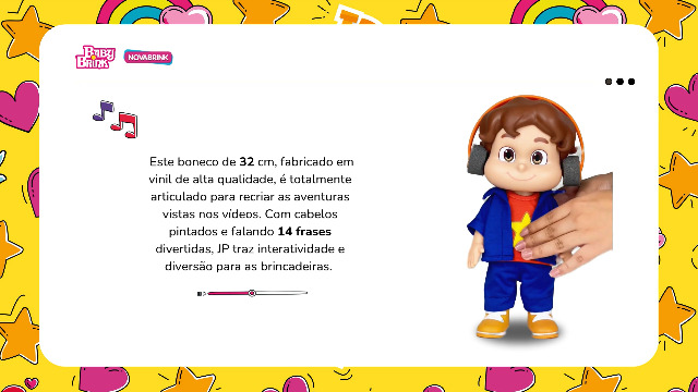 Boneco JP, Baby Brink, 14 Frases, 32 cm, Modelo: 1056, Cor